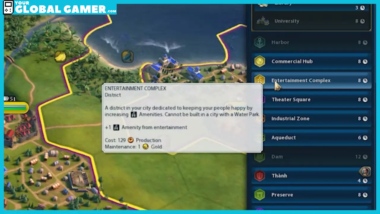 how to get amenities civ 6